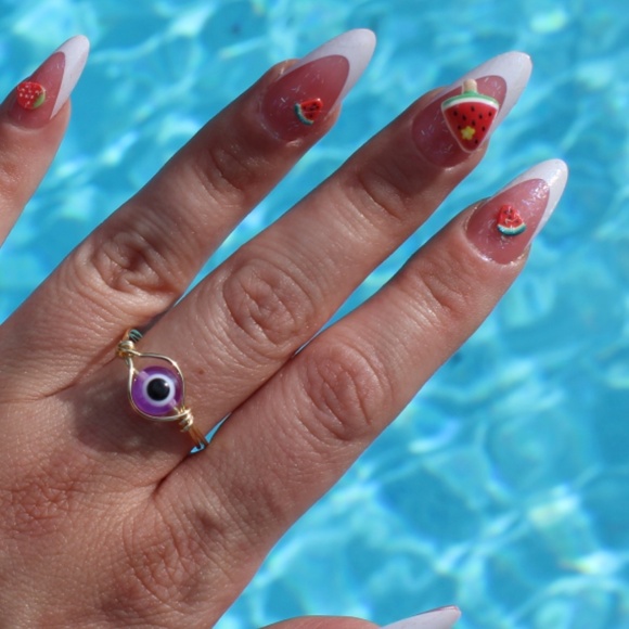 Purple Evil Eye Ring | Adjustable Rings | Purple | Evil Eye - Picture 2 of 3